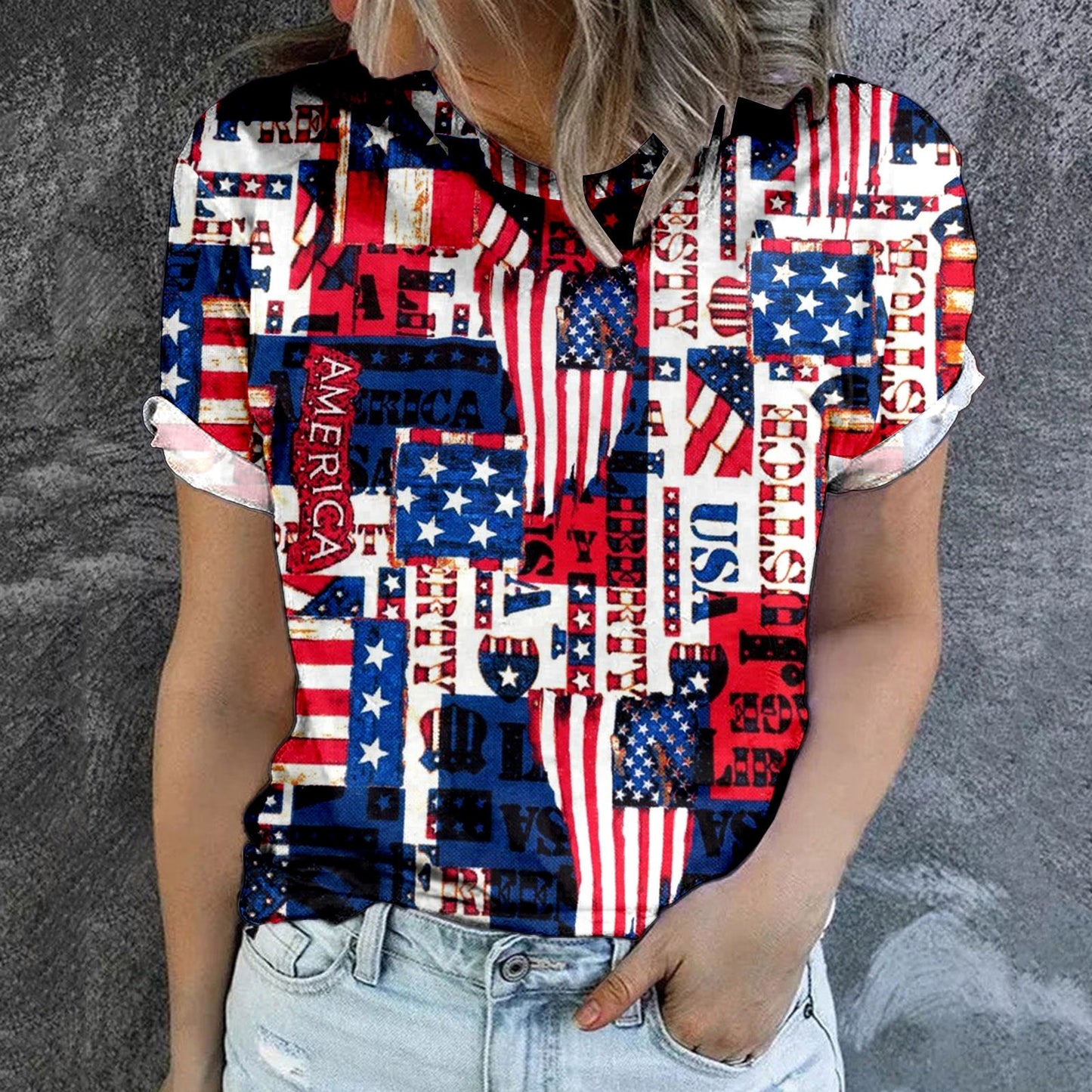 Womens American Flag T-Shirt (Different Varieties)