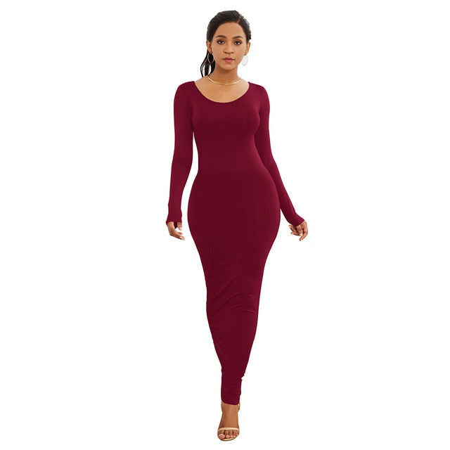 Womens Thin Long Sleeve Winter Dress