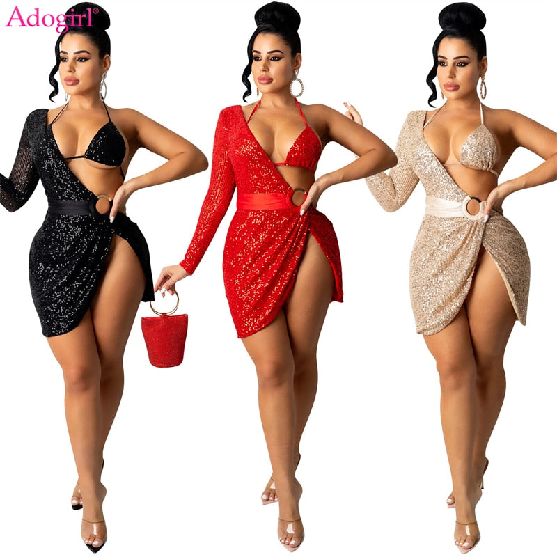 Women Sequins Mini Dress