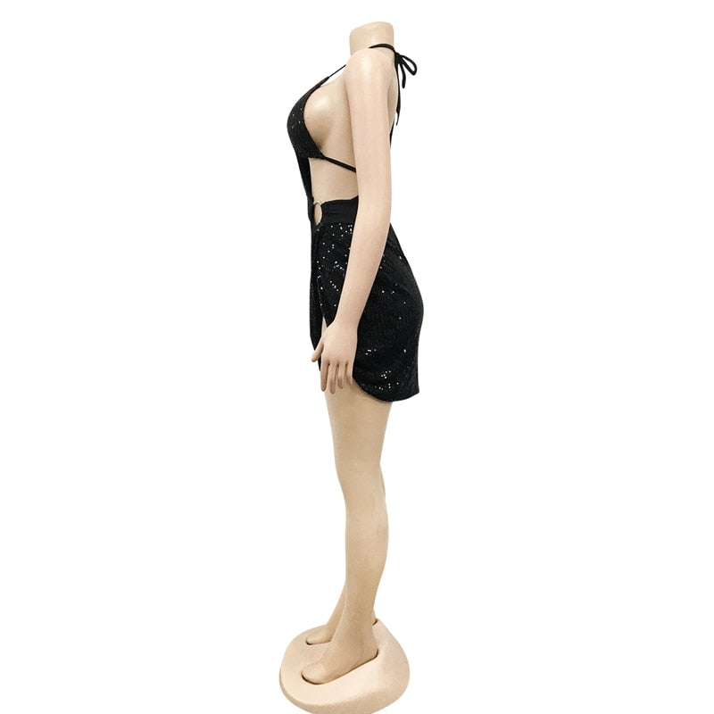 Women Sequins Mini Dress