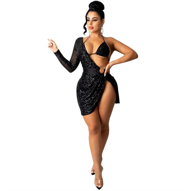 Women Sequins Mini Dress