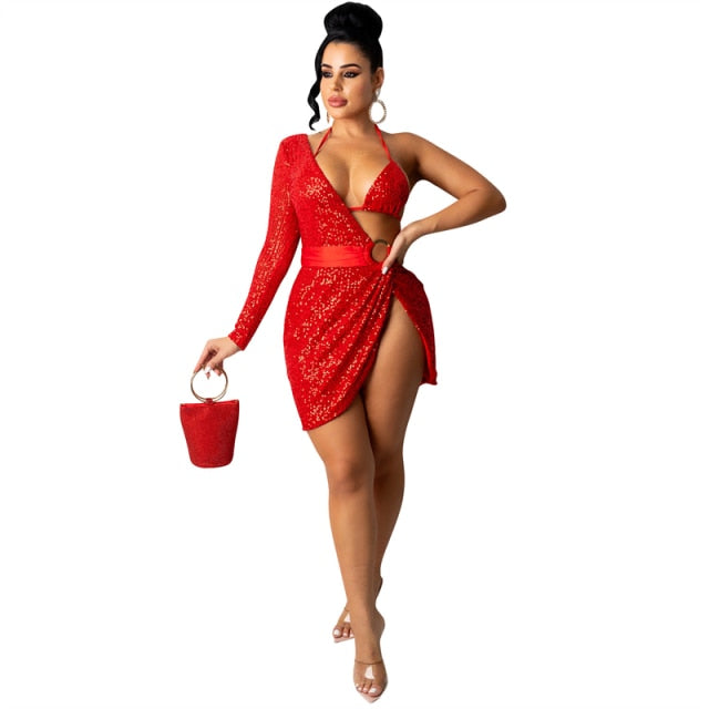 Women Sequins Mini Dress