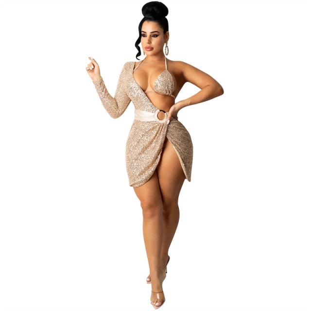 Women Sequins Mini Dress