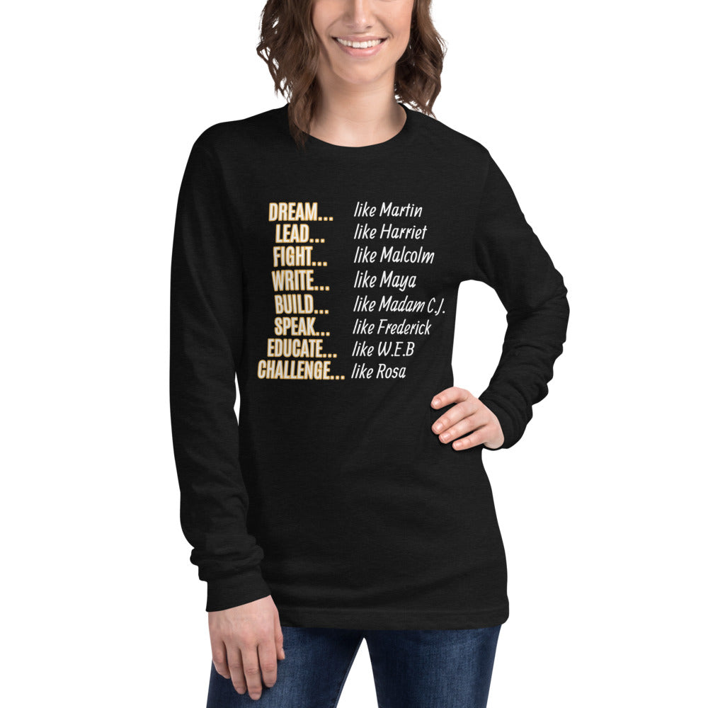 Unisex Black History Month Long Sleeve T-Shirt (Gold)