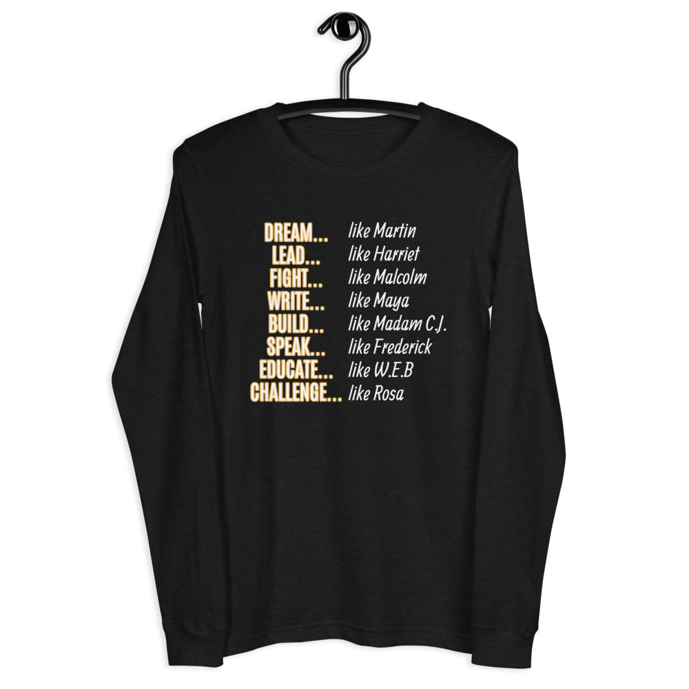 Unisex Black History Month Long Sleeve T-Shirt (Gold)