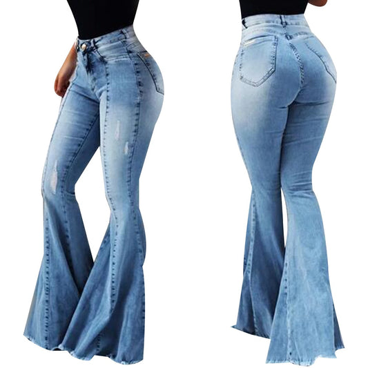 Women Slim Fit High Waisted Bell Bottom Jeans