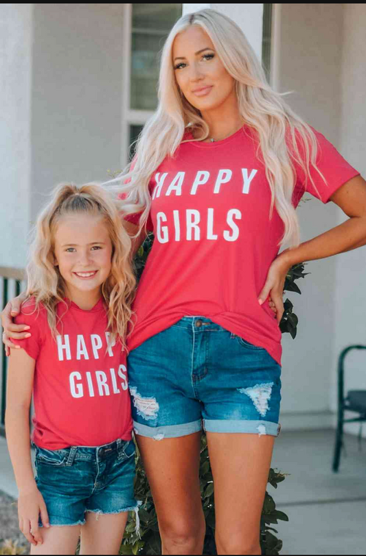 Women Happy Girls Short Sleeve Tee Shirt
