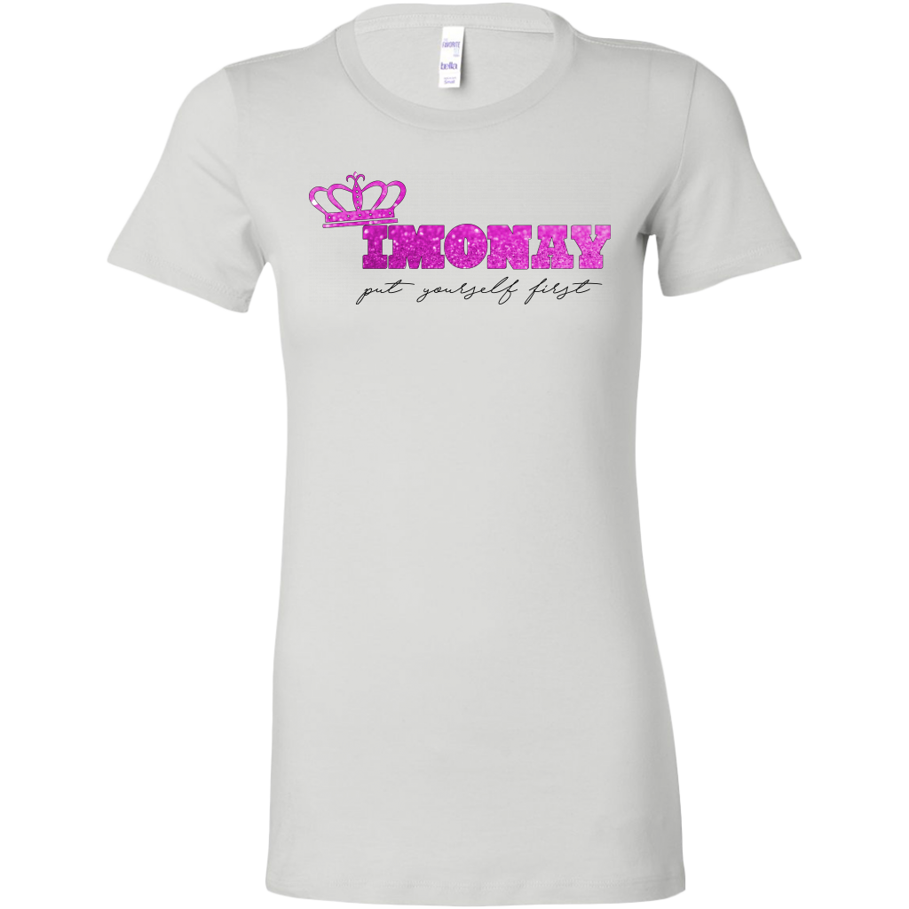 White Imonay Logo with Slogan Bella T-Shirt