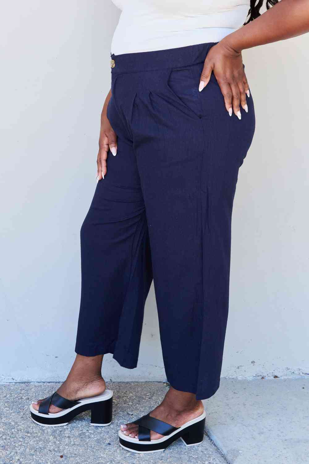 Full Size Pleated Detail Linen Pants