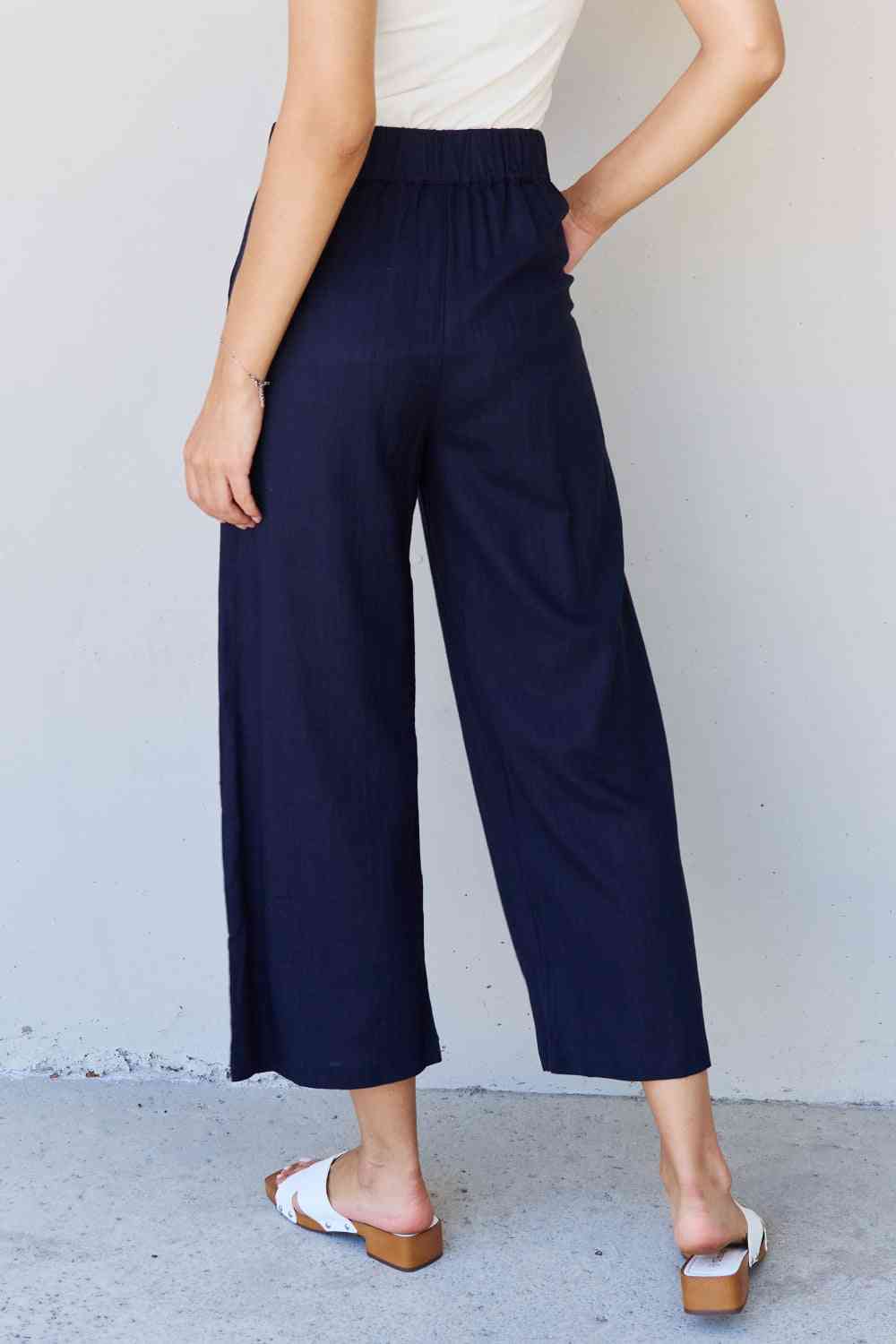 Full Size Pleated Detail Linen Pants