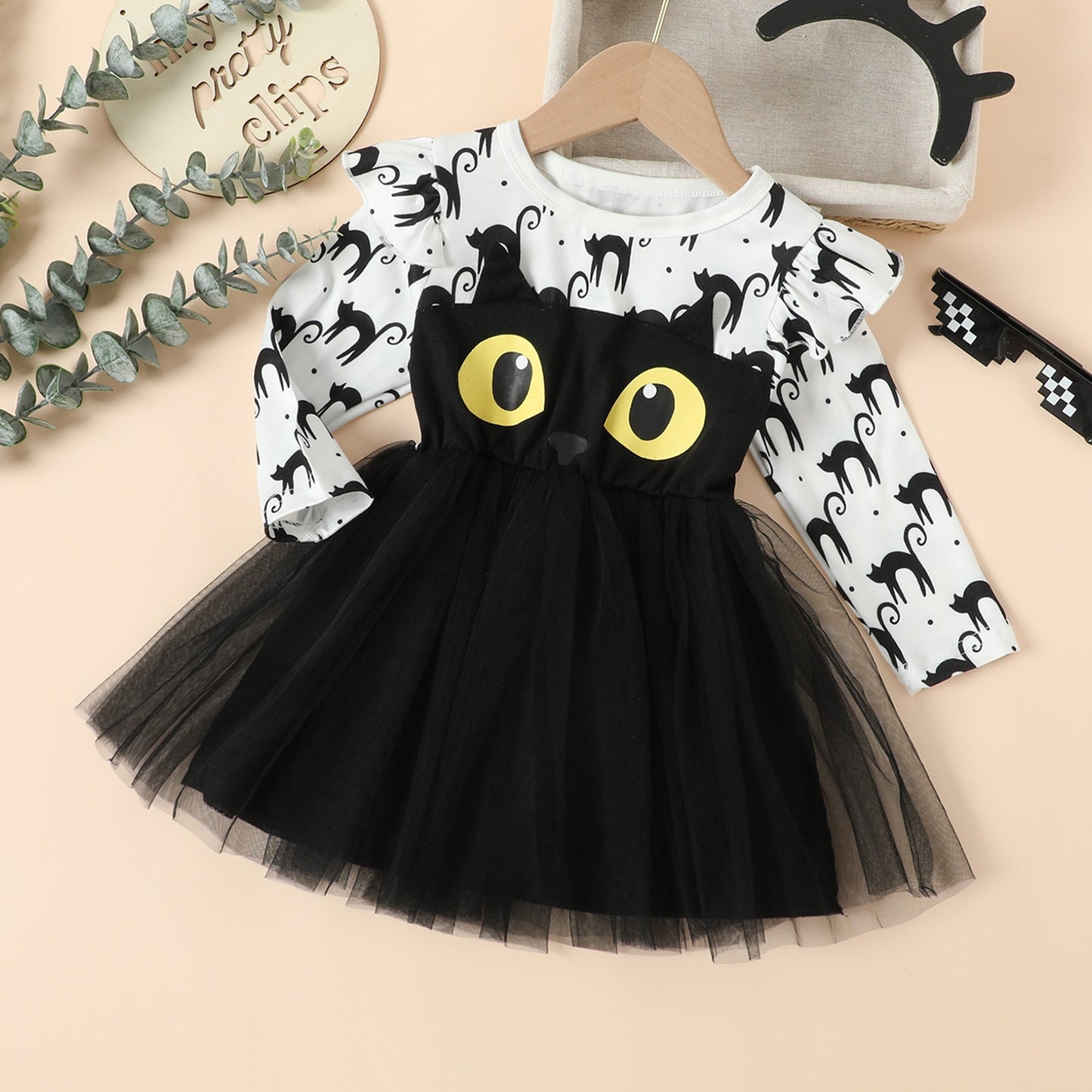 Girls Halloween Cat Dress