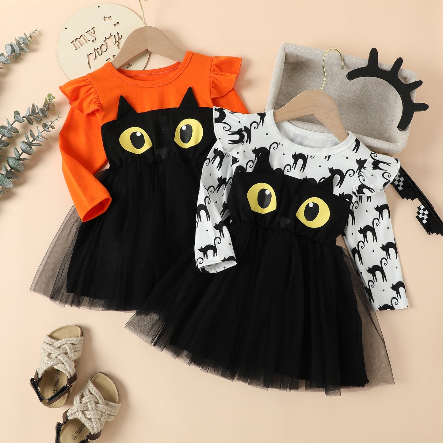 Girls Halloween Cat Dress