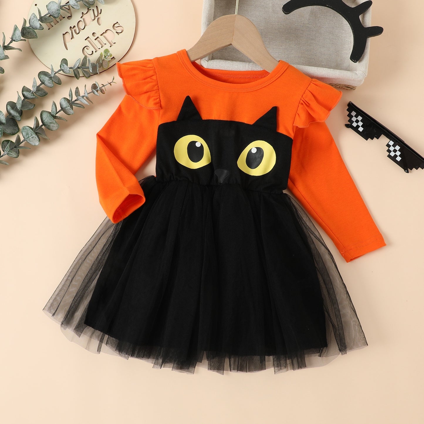 Girls Halloween Cat Dress