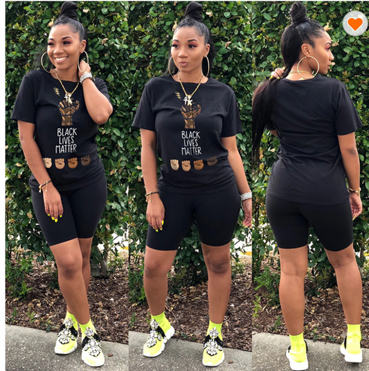 Womens "Black Lives Matter" Shorts 2pc Set