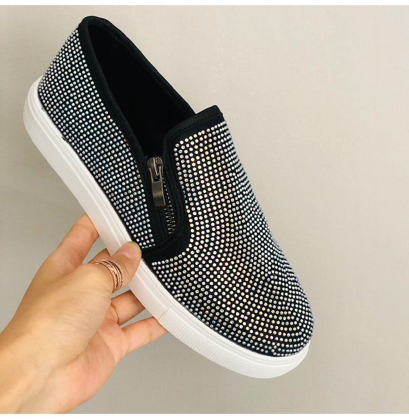 Womens Rhinestone Slip On Shoes