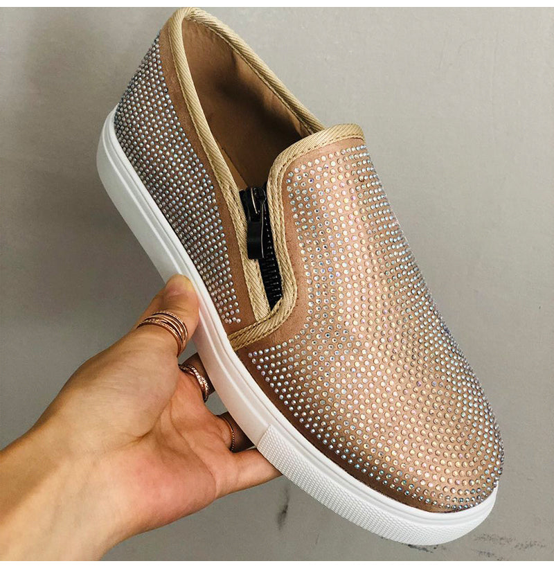 Womens Rhinestone Slip On Shoes