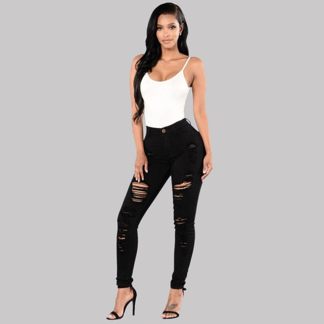 Womens Stretch Ripped Skinny Jeans