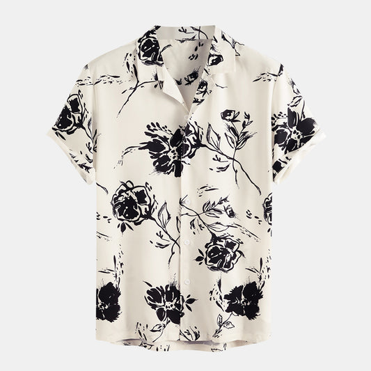 Mens Floral Beige Shirt