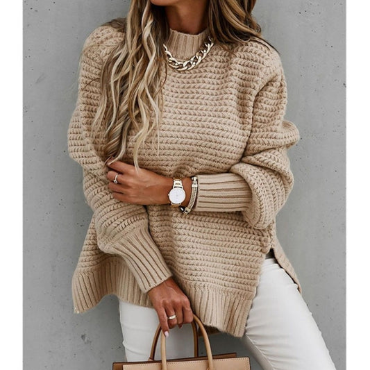 Womens Knitted Mock Neck Sweater