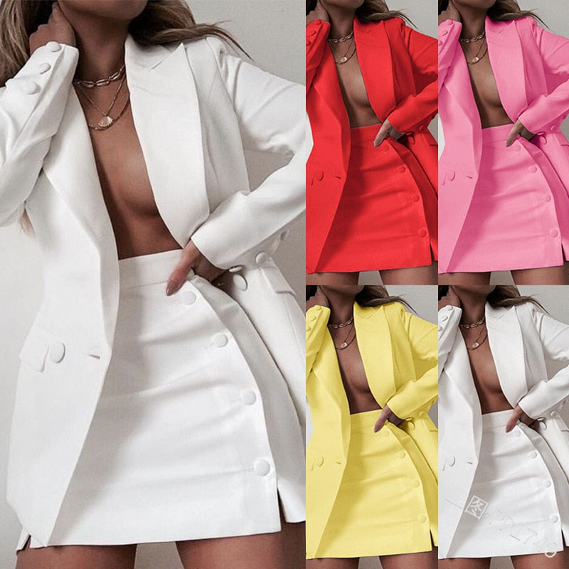 Women's 2 Piece Blazer and Skirt Suit