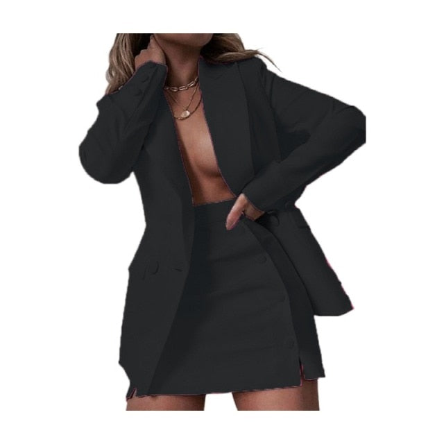 Women's 2 Piece Blazer and Skirt Suit