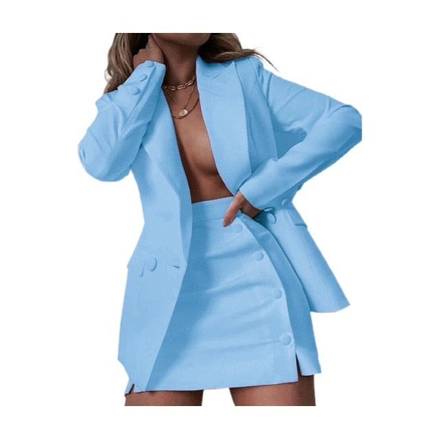 Women's 2 Piece Blazer and Skirt Suit