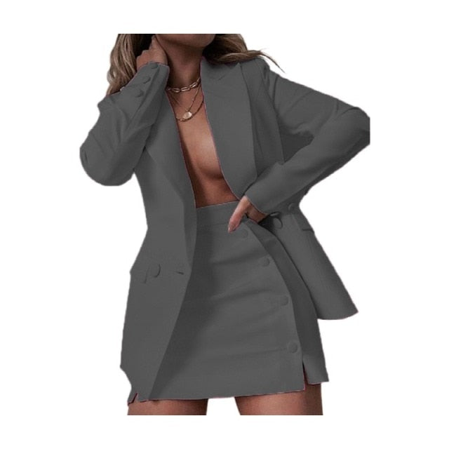 Women's 2 Piece Blazer and Skirt Suit