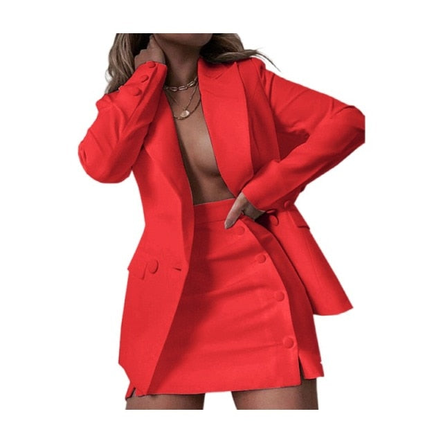 Women's 2 Piece Blazer and Skirt Suit