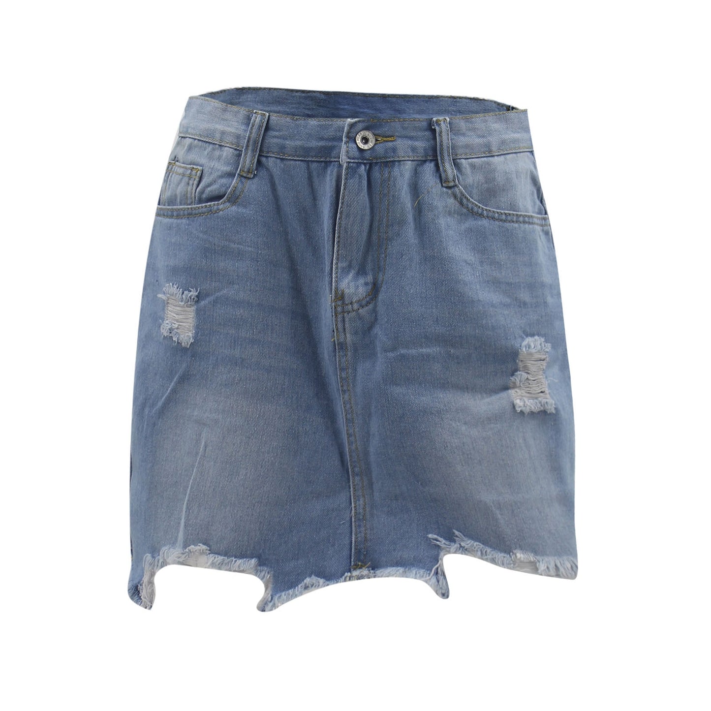 Womens Light Blue Jean High-Waisted Skirt