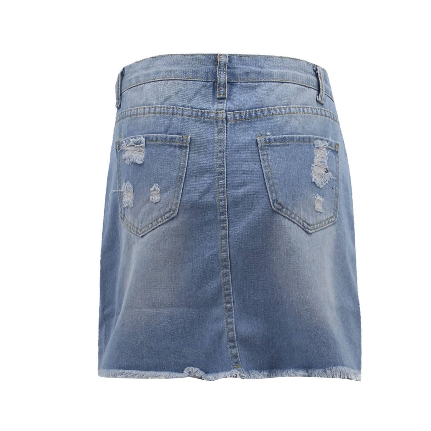 Womens Light Blue Jean High-Waisted Skirt