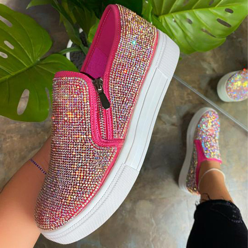 Womens Rhinestone Slip On Shoes