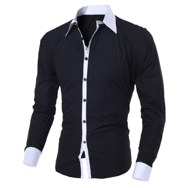 Men's Slim Long Sleeve 2-Color Button Up