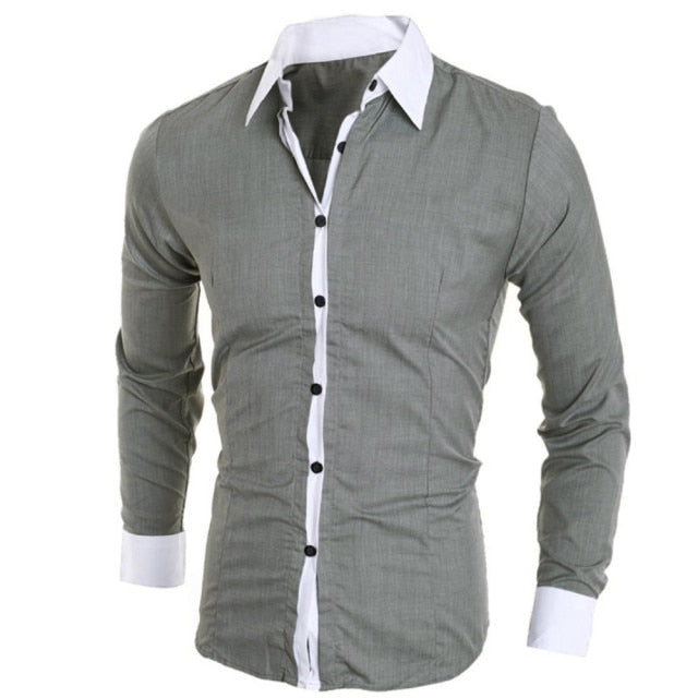 Men's Slim Long Sleeve 2-Color Button Up