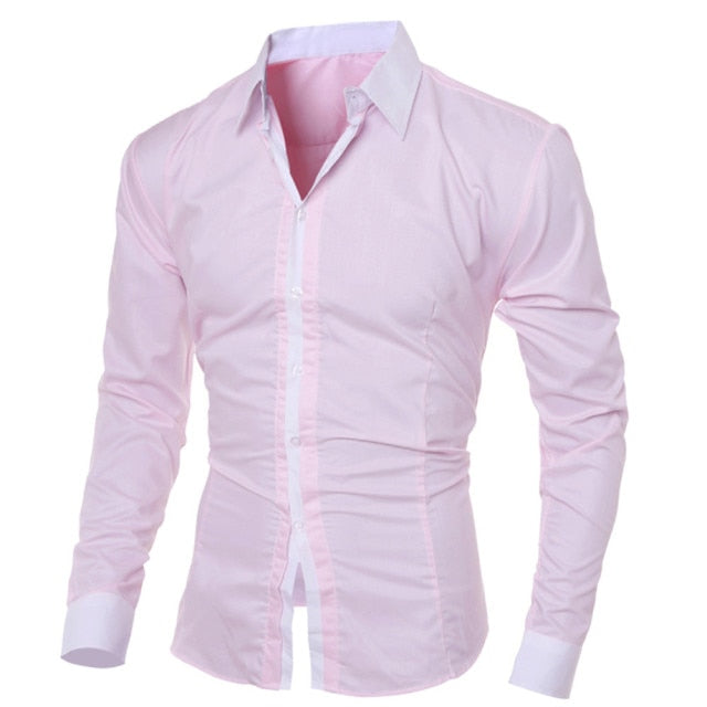 Men's Slim Long Sleeve 2-Color Button Up