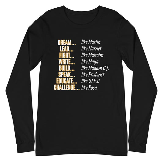 Unisex Black History Month Long Sleeve T-Shirt (Gold)