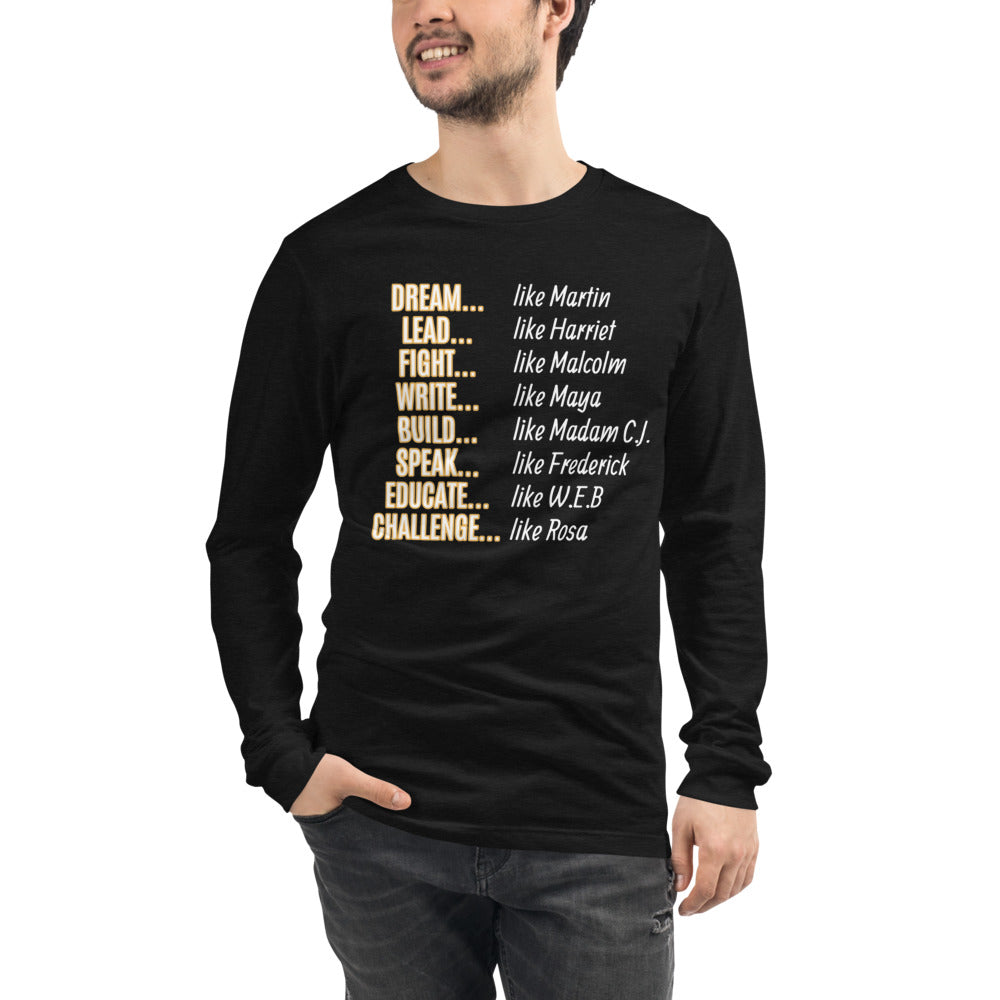 Unisex Black History Month Long Sleeve T-Shirt (Gold)