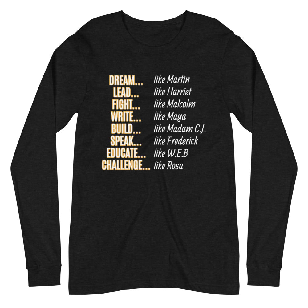 Unisex Black History Month Long Sleeve T-Shirt (Gold)