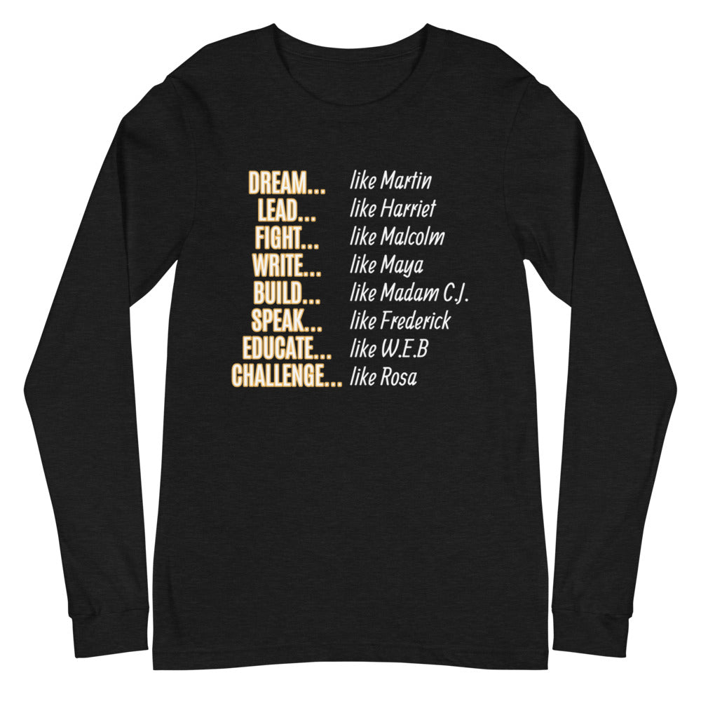 Unisex Black History Month Long Sleeve T-Shirt (Gold)